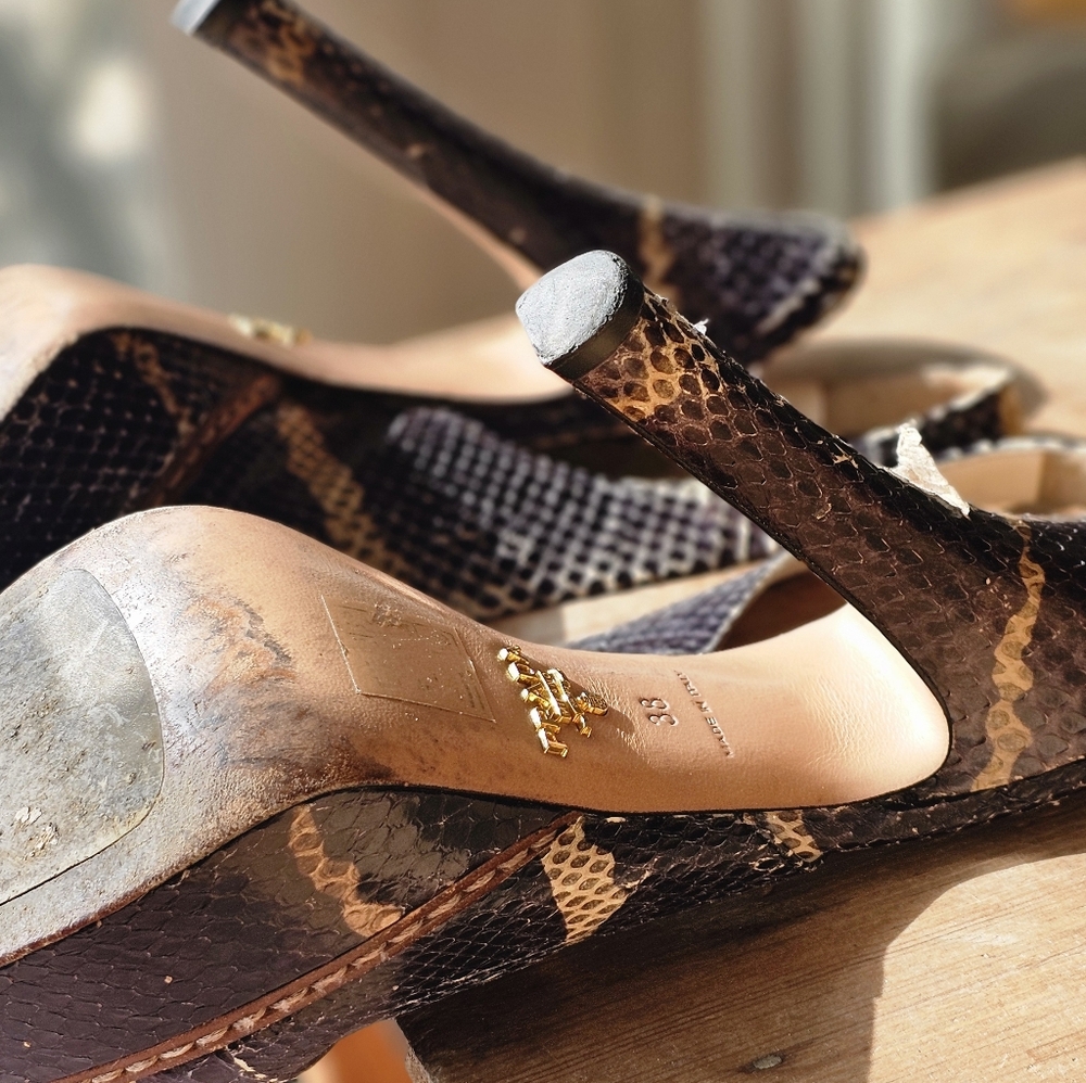 Prada Python Print Slingback Heels - image 8